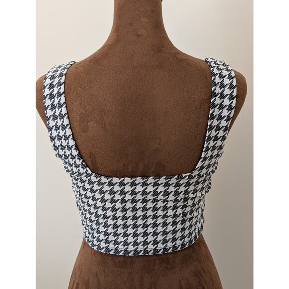 Albion Fit Houndstooth Olivia Square Neck Crop Top - Small - Black/White - Picture 4 of 7